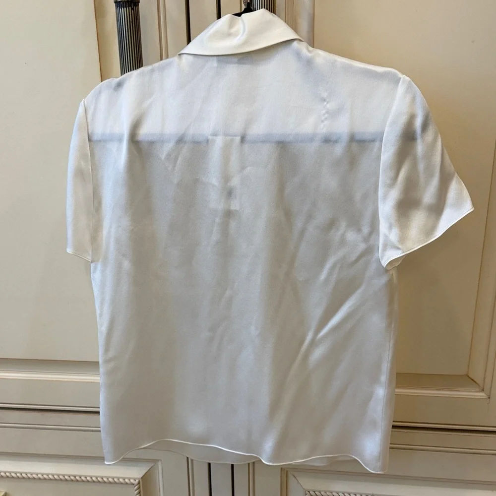 VINCE PEARL COLOR SILK SIZE XS BUTTON DOWN SHORT SLEEVE TOP - Picture 10 of 12